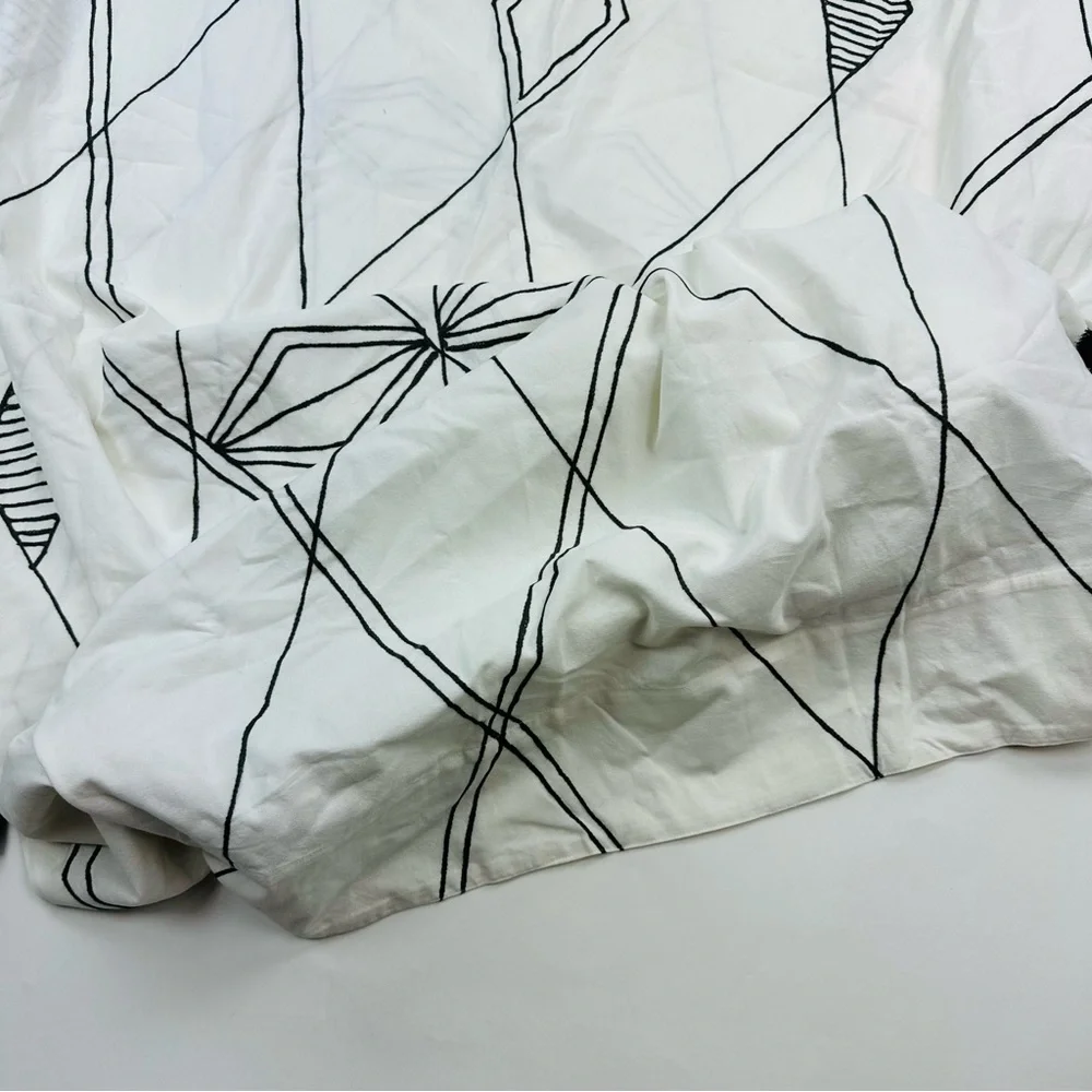 West Elm Aziza Cotton Embroidered Tassle Curtain Panel Size 48 x 108 inches